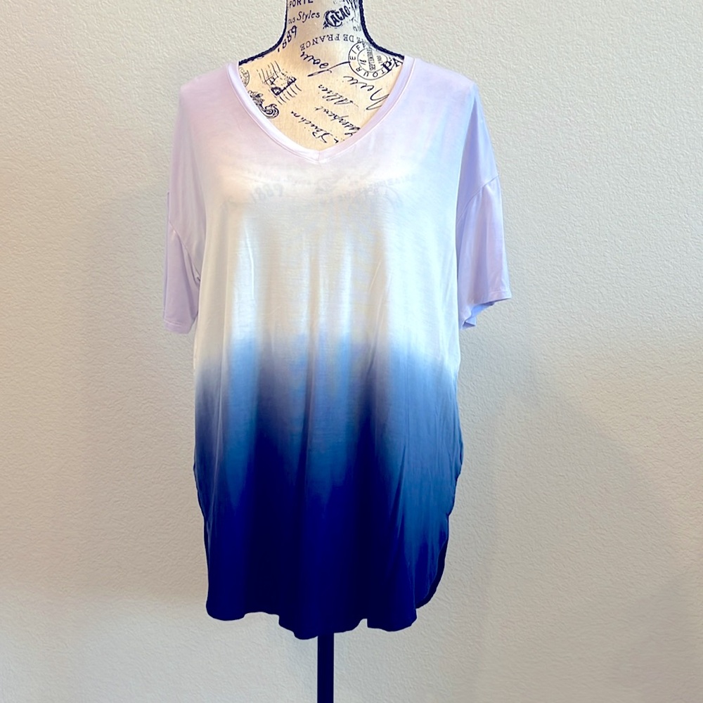 Blue, white and purple ombré short sleeve t shirt